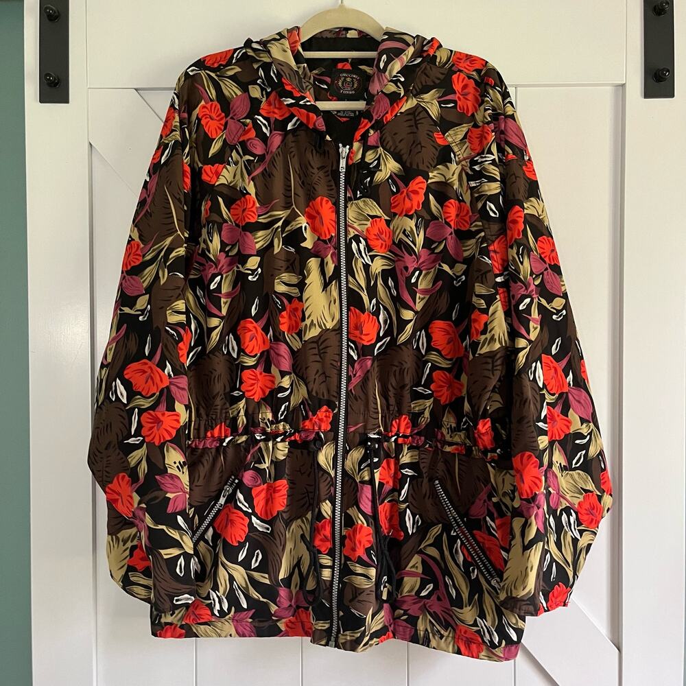 Vintage 90s Cuccini Turbo floral windbreaker jacket, XXL